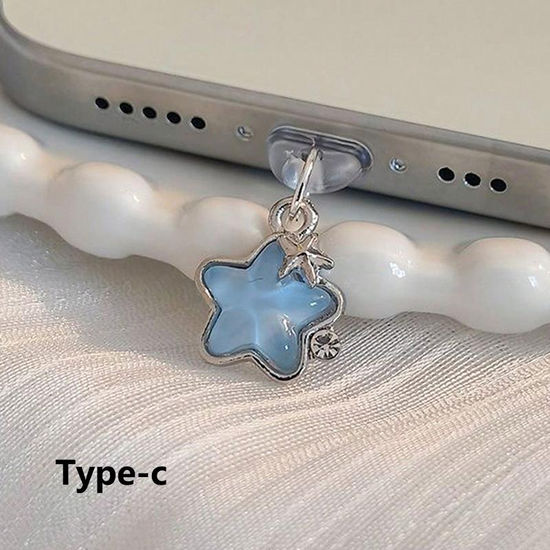 Fashion Stars Mobile Phone Dust Plug Accessories Decoration Hanging Pendant For iPhone X Samsung Type-C Micro-USB Charging Port