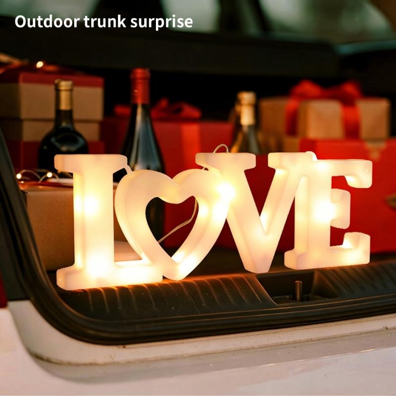 LED Illuminated LOVE Letter Sign Shatterproof PVC Glowing LOVE Letter Decoration for Wedding Valentine's Day Anniversary