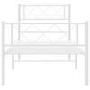 Vidaxl Metal Bed Frame with Headboard and Footboard, White, 100X200 Cm