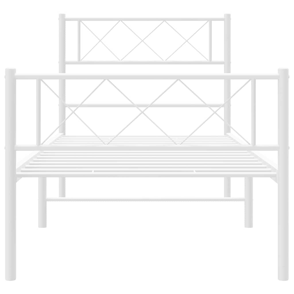 Vidaxl Metal Bed Frame with Headboard and Footboard, White, 100X200 Cm