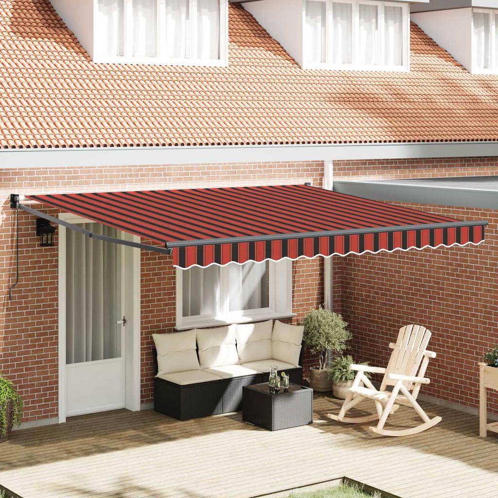 Retractable Awning Orange and Brown 350 X 250 Cm