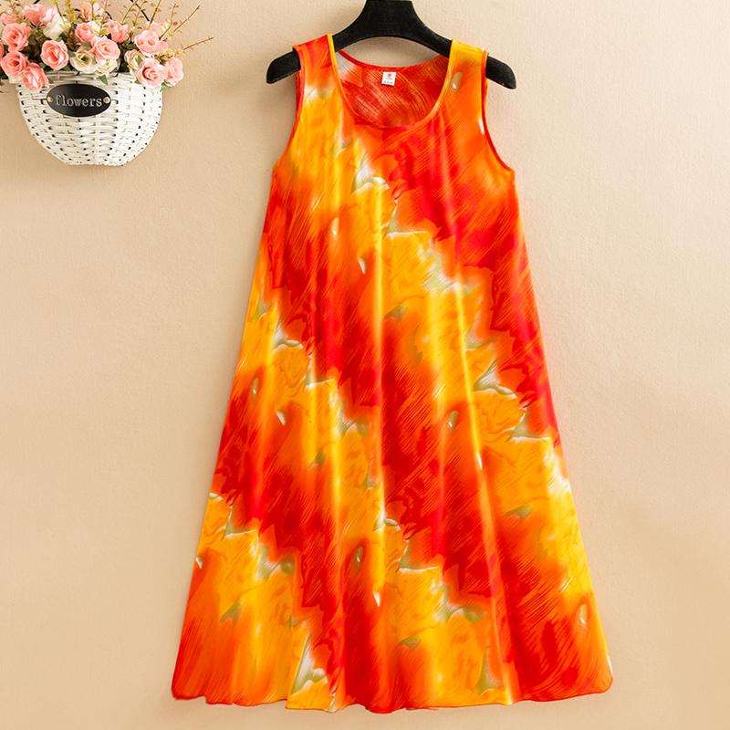 Letnia sukienka bez rękawów damska Oversize luźna długa sukienka z nadrukiem