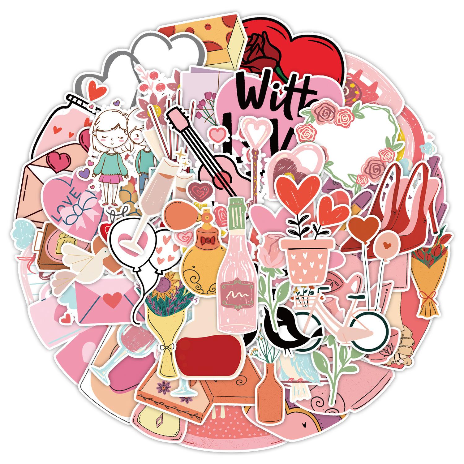 

50 Valentine s Day Graffiti Stickers Suitcase Car Notebook Skateboard Water Cup Waterproof Decorative Stickers