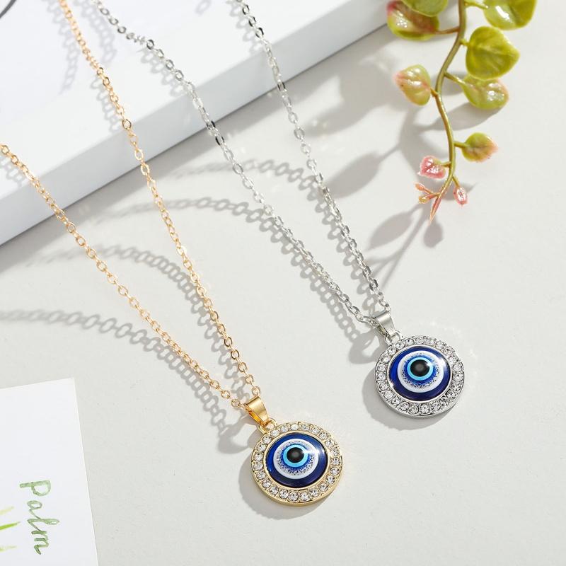 Dot Diamond Lucky Blue Eye Necklace for Evil Eye Pendant Necklace Turkish for Evil Eye for Protection and Blessing for W