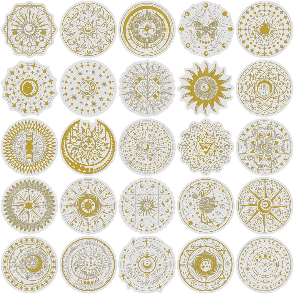 50 Magic Moon & Sun Hot Stamping PET Transparent Stickers - 50 Sheets/Set for DIY Decoration
