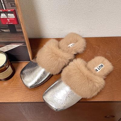 Bont Muiltjes Schoenen Dames Pantoffels Warme Huis Flats Katoenen Schoenen Winter 2024 Trend Mode Slippers Merk Casual Pluche Zapatos Dame