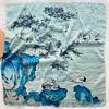 Spring New Original Ink Painting Square Scarf Female Chinese Style Versatile Multi-functional Square Printing Decorative Small Silk Scarf
