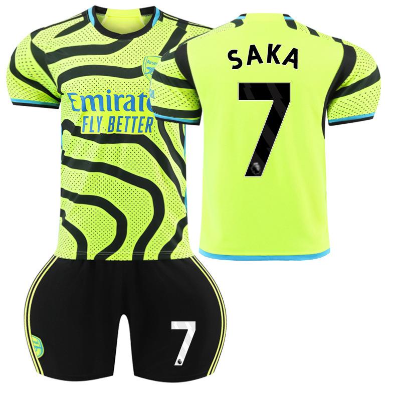 2324 Arsenal away fluorescent green 7 Saka football jersey 8 Erdecaux 9 Jesus 29 Haverts jersey #16