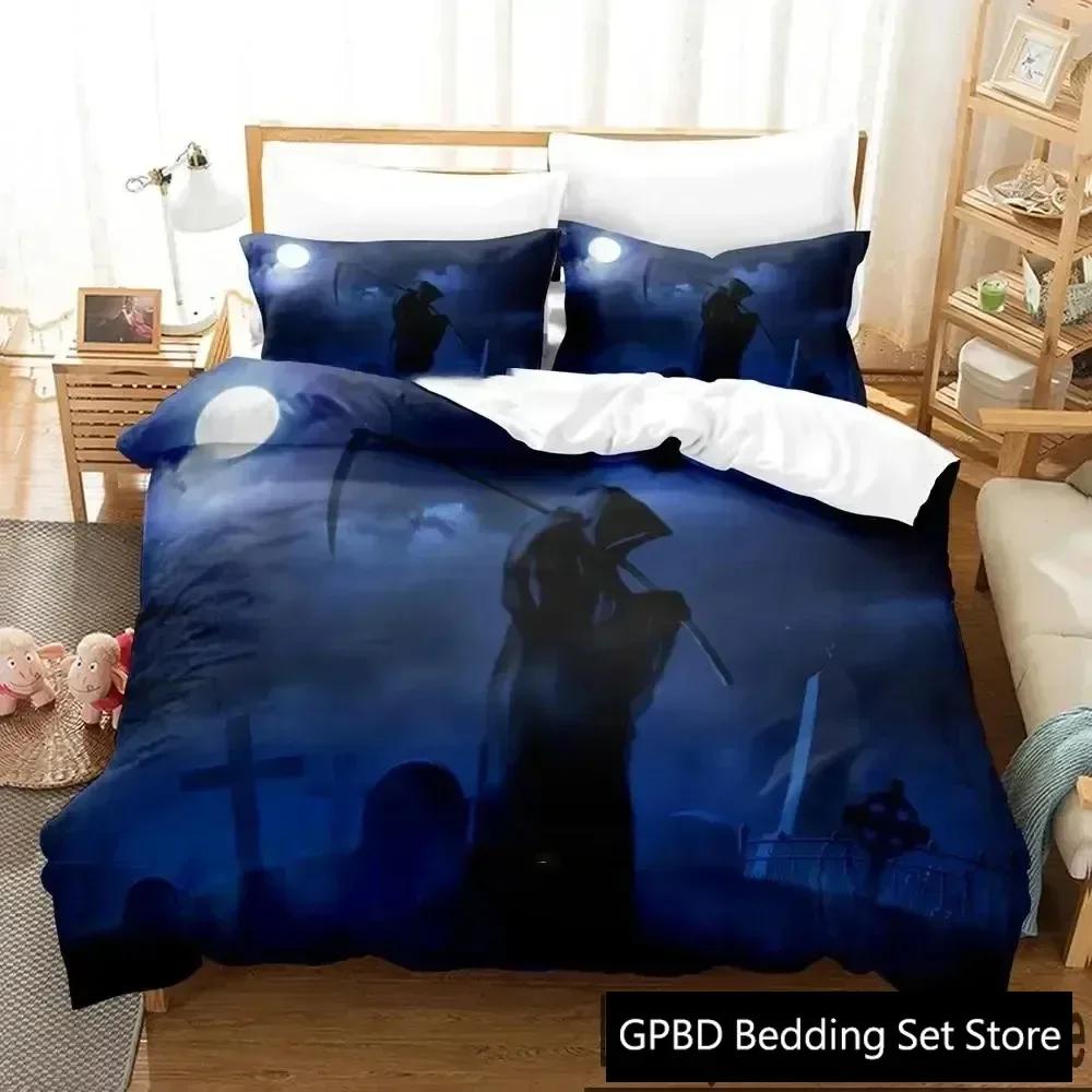 Luxury New 3D Print Dark Grim Reaper  Bedding Set Boys Girls Twin Queen King Size Duvet Cover Bed Boys Adult Home Textileextile