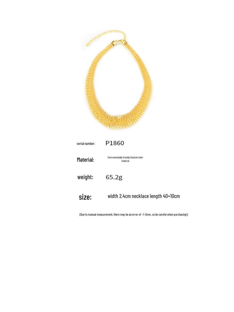 Extra velký pružinový trendy zlatý choker s přehnaným designem z titanové oceli