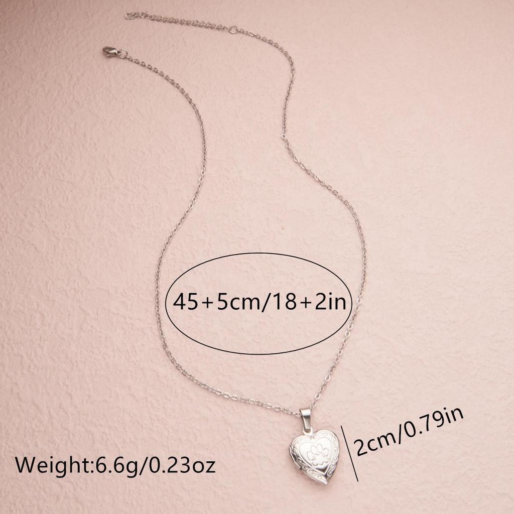 Stainless Steel Silver & Gold Women's Heart Photo Frame Locket Necklace