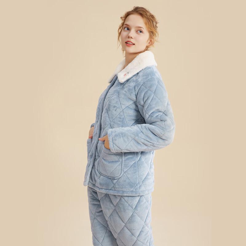 Women s Flannel Padded Warm Pajama Set