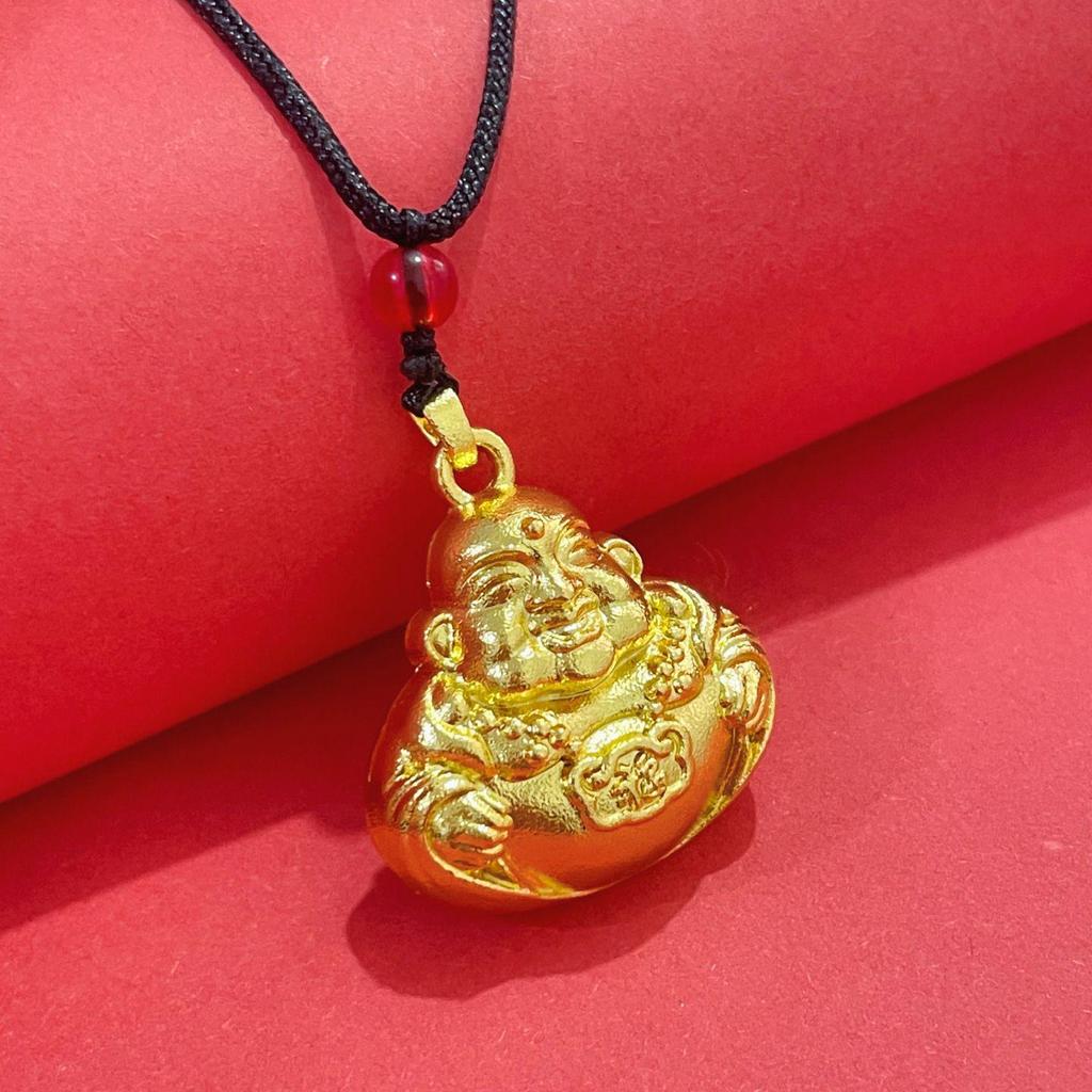 Sand Gold Hollow Maitreya Buddha Pendant - Unisex Alloy for Safety