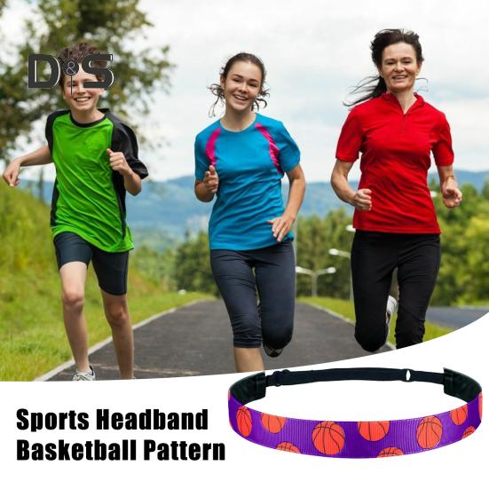 Faixa de cabeça esportiva para meninas Faixa de cabelo atlética Faixa de cabeça elástica com padrão de basquete para futebol Correndo Faixa de suor Acessórios esportivos