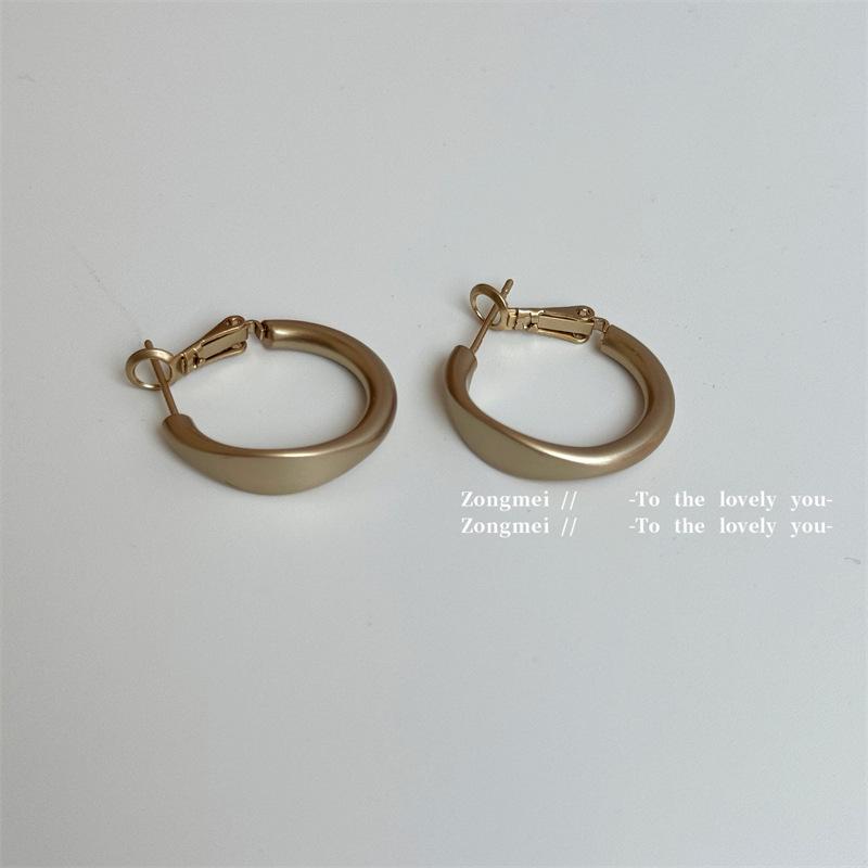 925 Sterling Silver Gold Matte Circle Hoop Earrings for Women - Minimalist Round Metal Design