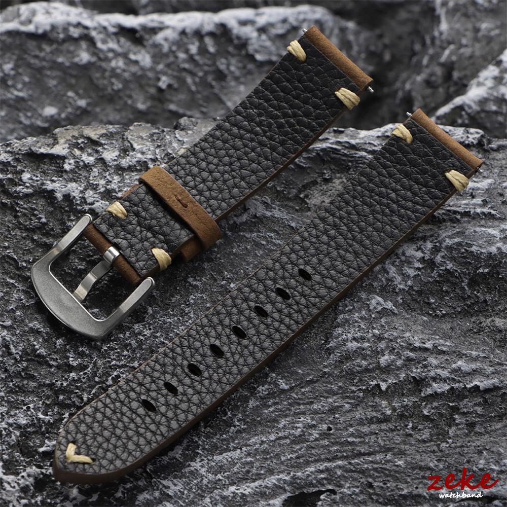 20MM 22MM Echtes Rindsleder Uhrenarmband Vintage Weich Erste Schicht Kalbsleder Uhrenarmband Herren Braun Schwarz Handgefertigte Naht Armbänder