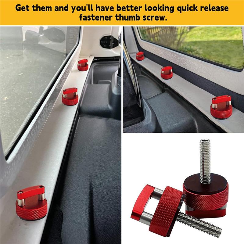 L10A 6Pcs Hardtop Bolts Screw Quick Removal Fastener Thumb Screw Nut Kit For Jeep Wrangler JK 2007-20018 JL 2018-