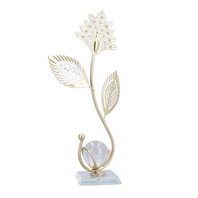 Eisenblatt Kristallkugel Dekor Dekorativ Exquisites Metallblatt Kristallkugel Ornament Stilvolle Nordische Schreibtischdekoration für