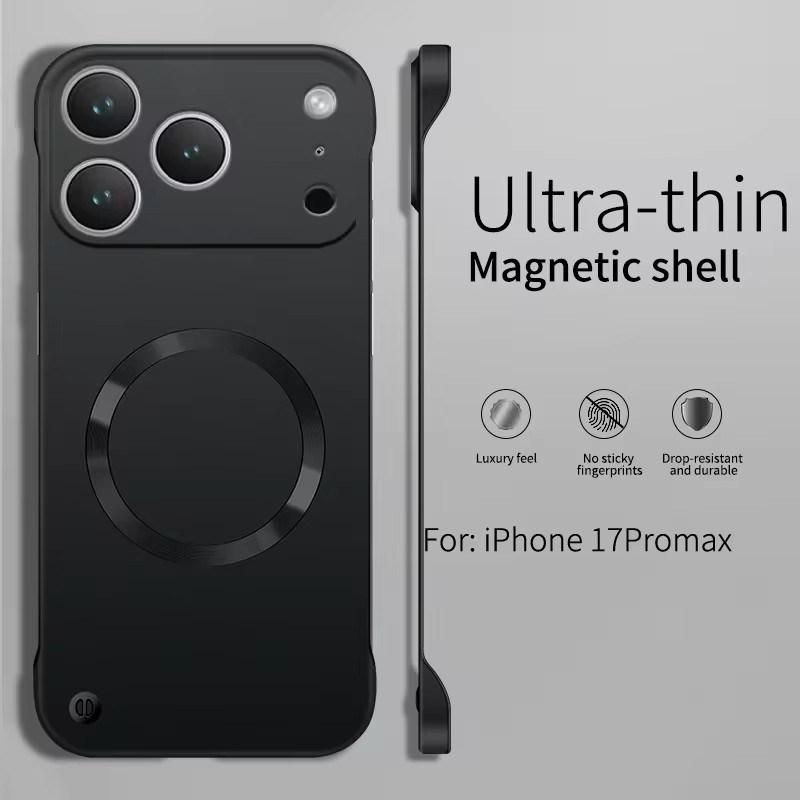 UltraThin Metallic Paint For Magsafe Magnetic Case For iPhone 17 Air 16 15 14 13 12 11 Pro Max Plus 7/8 X XR Frameless Cooling PC Hard Cover