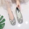 Shoes Women's 2025 New Korean Version Shallow Mouth One-pedal Single Shoes Women's Pearl Rhinestone Women's Shoes Single Shoes Evening Shoes Soft Sole