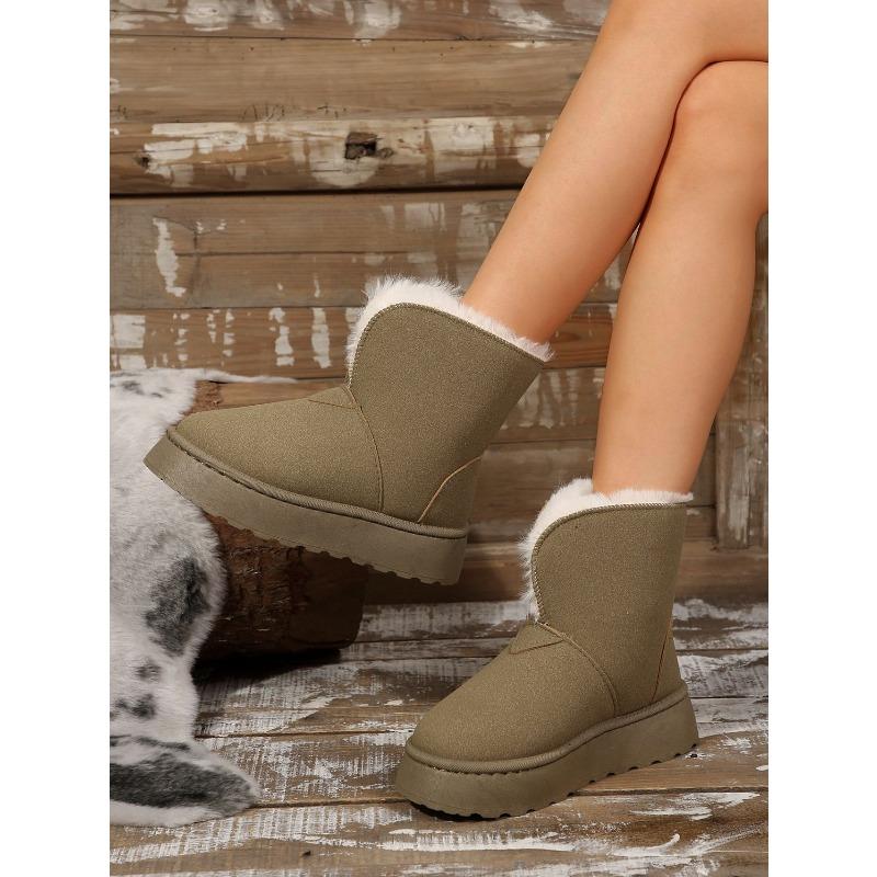 Women's Chunky-Soled Short Snow Boots 2025 Fall/Winter New Arrival Two-Way Wear Thickened Fleece Lining Warm Slip-On Women's Cotton Boots