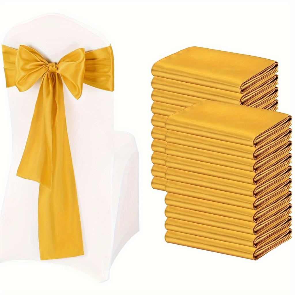 10 Pcs Wedding Banquet Chair Back Ribbon Bows Satin Sash Decorations For Dining Room Party Event Chair Covers