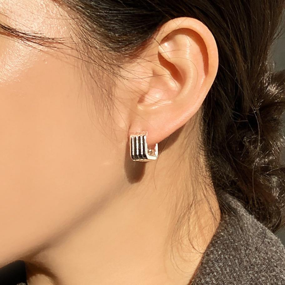 Fashion Jewelry 925 Sterling Silver Geometric square Hoop Earring for Women 18K Gold Plated 925 Silver Earring Jewelry
