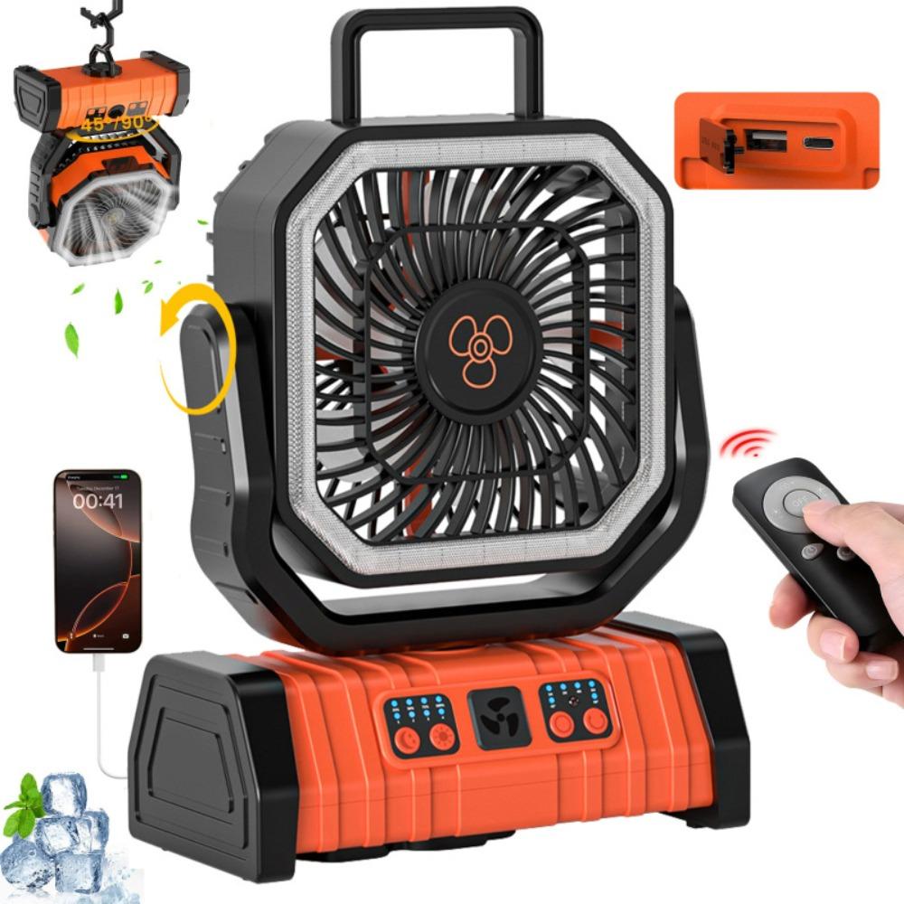 20000mAh Outdoor Tent Fans Multi-functional Travel Fans Multi-Functional Portable Camping Fan  Trip Style1 F6 Orange