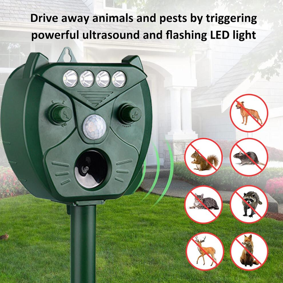 Ultrasonic Solar Animal Repellent with Motion Sensor, Advanced Ultrasonic Technology, Humane Prevention for Rat, Squirrel, Skunk, Mole, Dog, Cat,