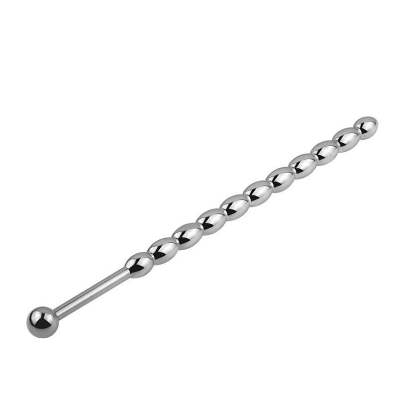 Short Metal Urethral Dilator with Eyelets & Beads, Self-Stimulation Insert Stick for Adults