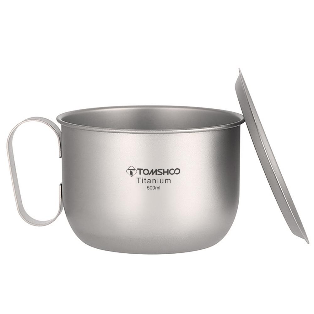 500ml Titanium Cup with Lid and Handle Camping Coffee Cup Lightweight Coffee Pot for Backpacking