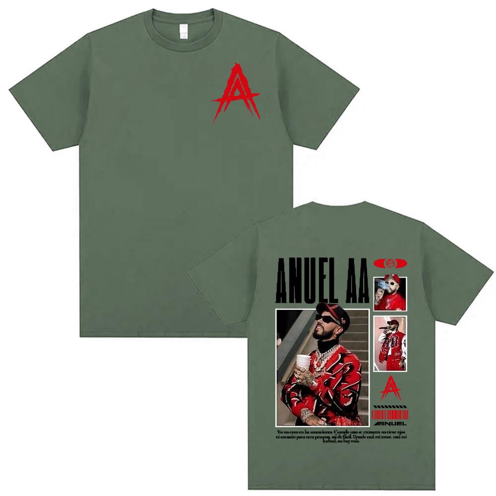 Rapper Anuel AA Rhlm 2 Album 2025 Merch Tshirts Unisexs Clothing High Street Vintage Style T Shirt 100 Cotton Oversized T Shirts