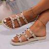 Fashion NEW Slippers Women Summer Outside New Rivet Crystal Shoes Jelly Shoes Women's Sandals Flat Bottomed Slippers Chanclas Mujer