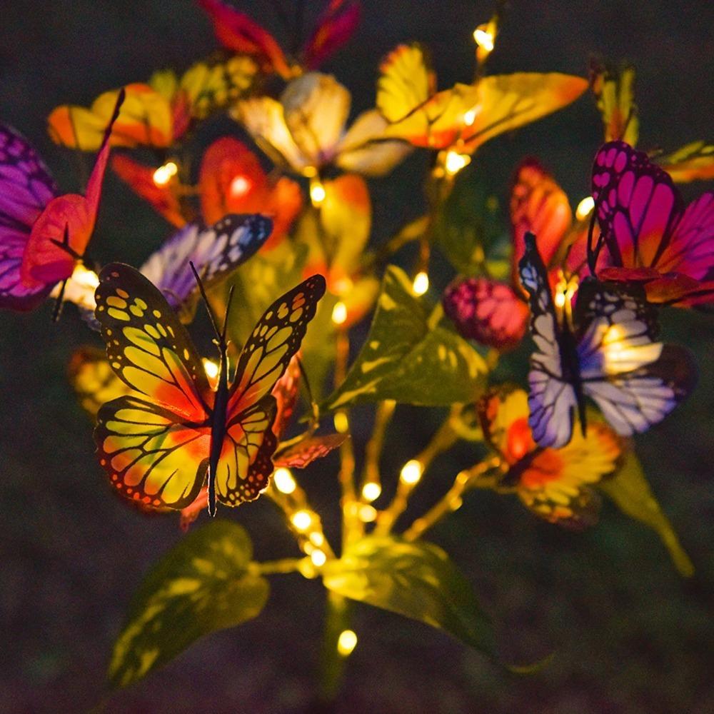 Solar Butterfly Flower Ground Lamp , Outdoor Solar Garden Lamp, Plastic Material, Great for Garden, Yard and Lawn Decoration