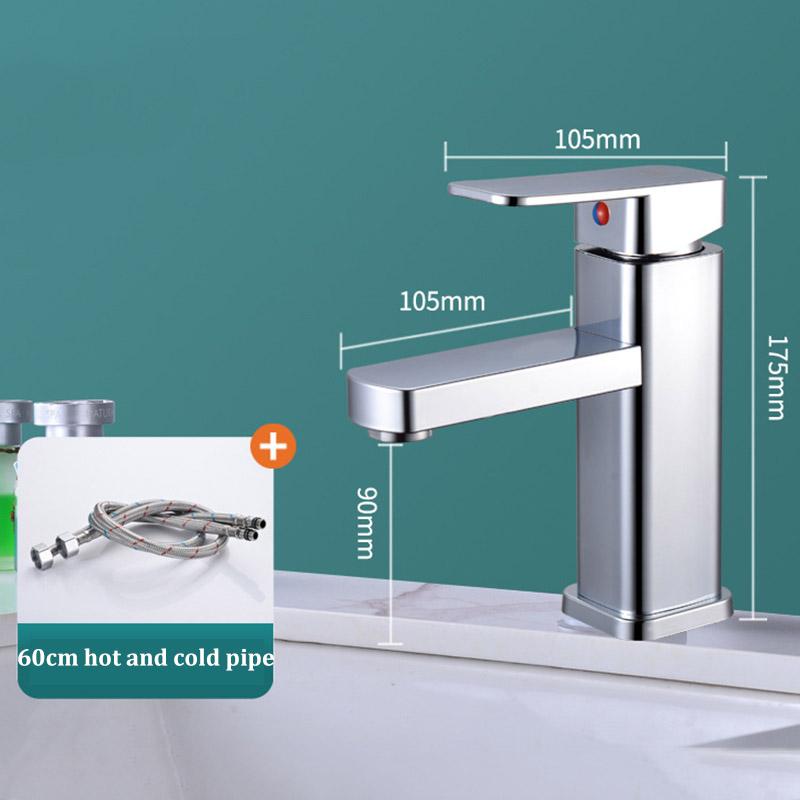 Stainless Steel Basin Faucet Square Hot and Cold Dual-use Household Bathroom Kitchen Faucet