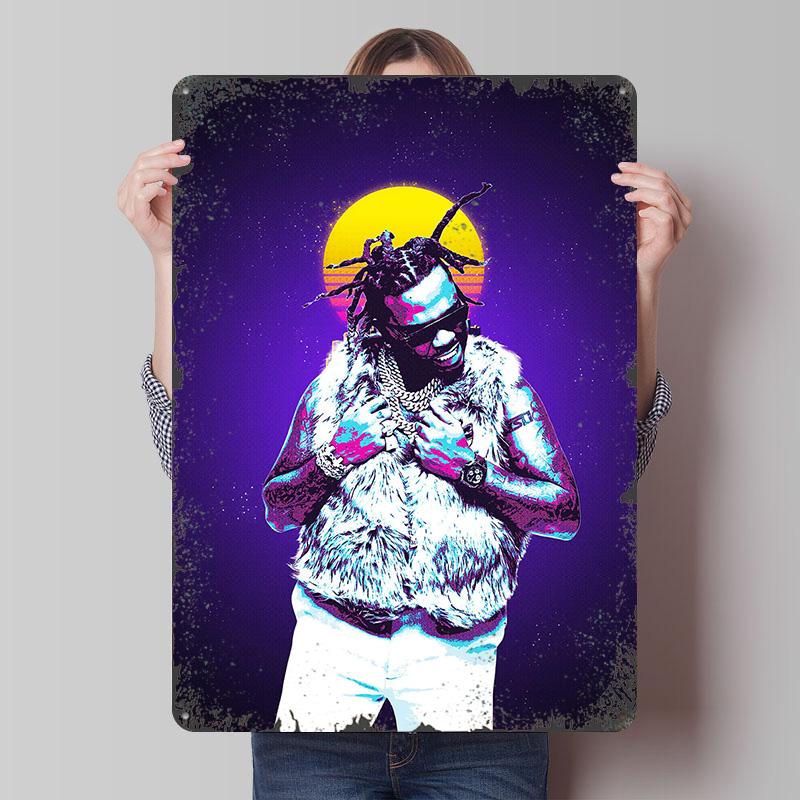 Retro Rapper Portrait Poster Customized Wall Art Vintage Metal Signs Retro Tin Plaque for Man Cave Living Room Decoration Decor