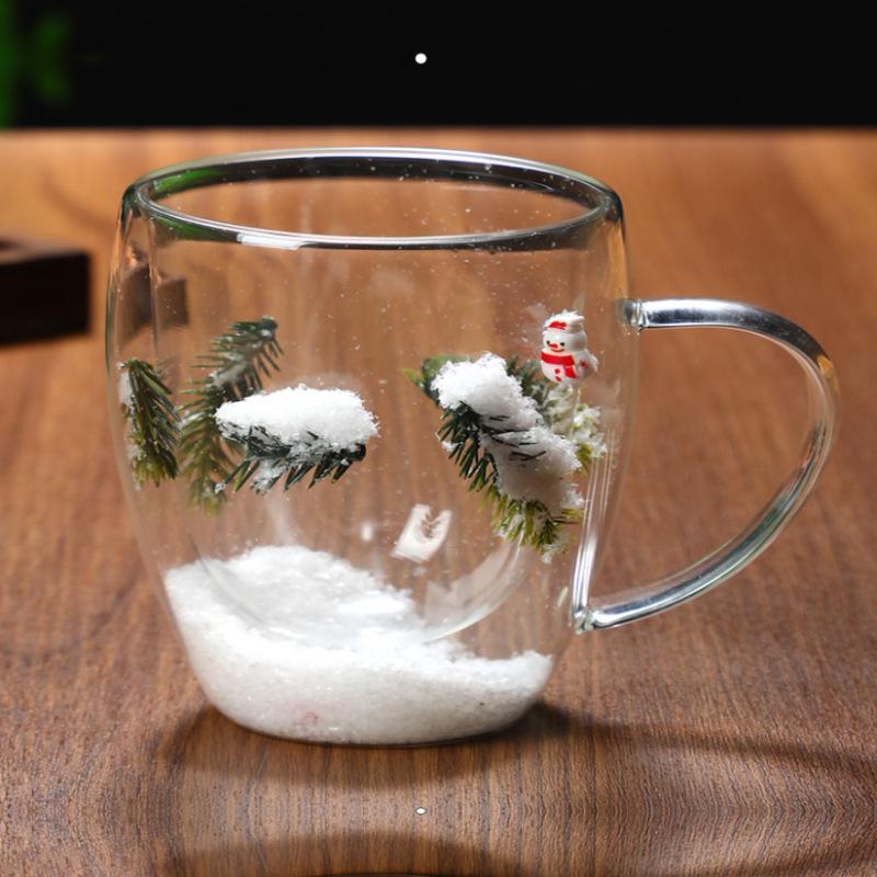 Heat-Resistant Double-Walled Glass Cup with Real Dried Flowers