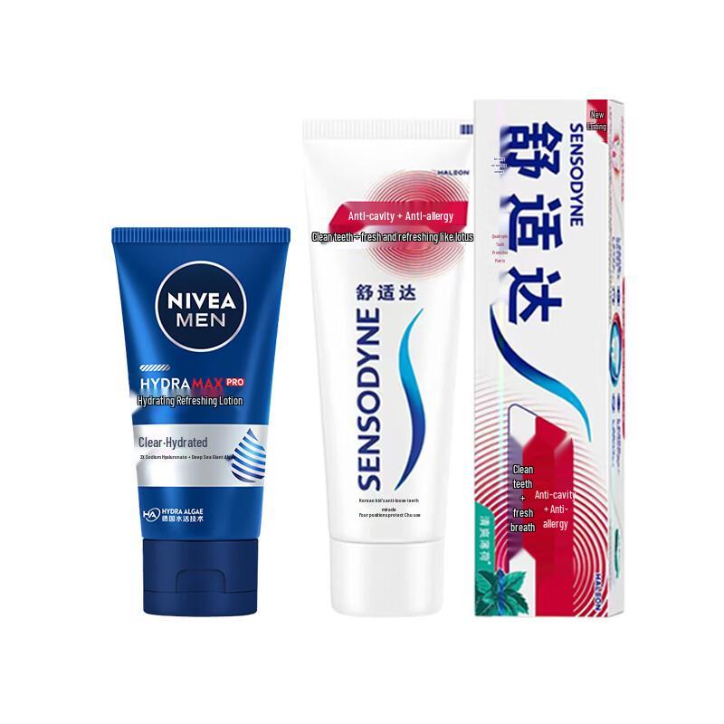Sensodyne Fresh Mint Toothpaste & Nivea Men Moisturizer Set