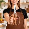 Kitchen Scissors with 3Cr13 Stainless Steel Blade and Acacia Wood Handle, Caramel