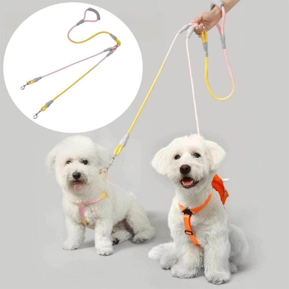 360° Swivel Dual Dog Leash Set Gradient Color Dog Running Leash Pet Training Lead  Dog Supplies