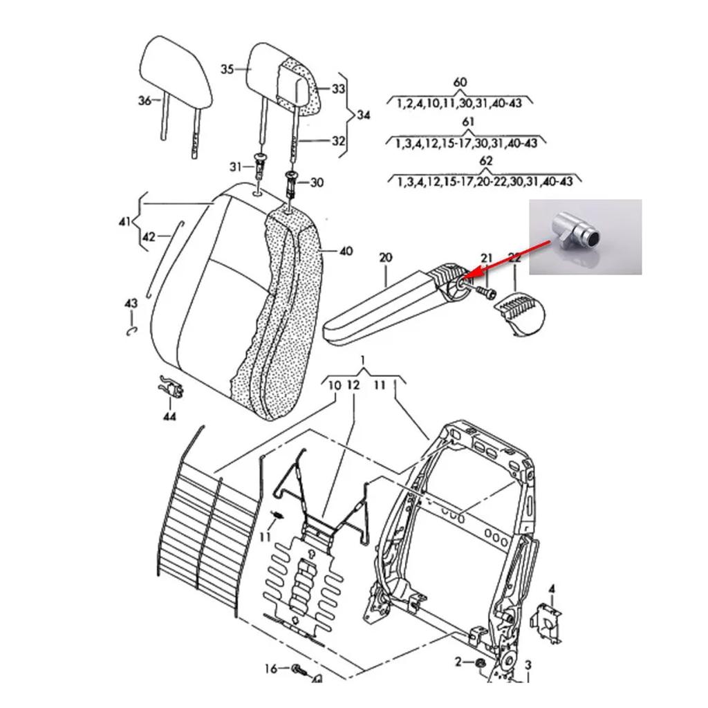 Automotive Accessory for T5 Armrest Fitting Adjuster Sleeve Bush 7H0881082 Seat Armrest Adjuster Bush Repair Part