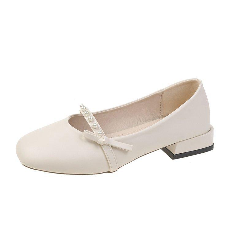Fashion Square headed women's spring autumn shoes with shallow mouth thick heel  casual versatile simple comfortable daily women's shoes