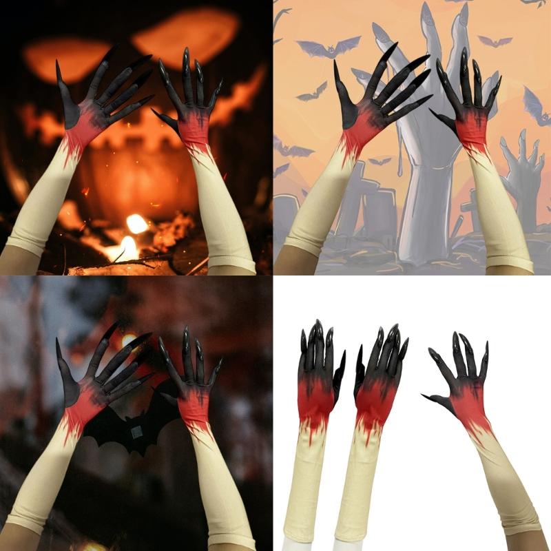 Realistic Horror Nails Gloves For Halloween Costume Party Accessories Practical Scary Claws Scary Role Play Gloves