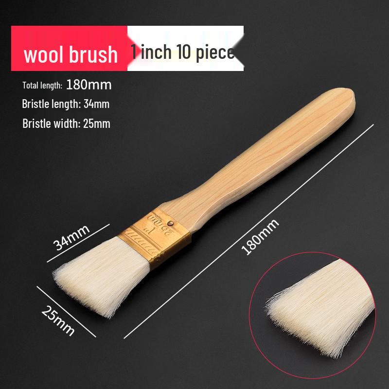 Wool-Latex Paint Brush with Wooden Handle, Soft Non-Shedding Bristles, Ideal for Wall Cleaning and Painting