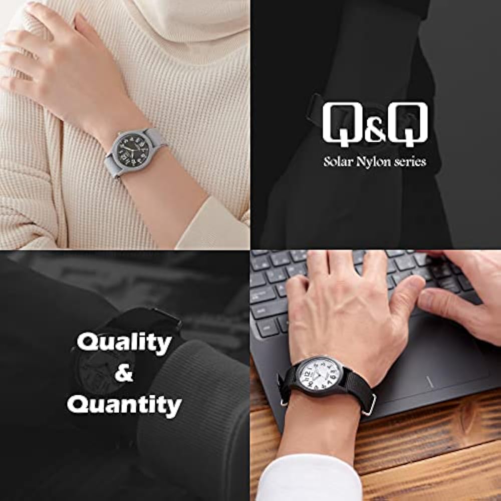 [Citizen Q & Q] Watch Q & Q, 10 ATM, Waterproof Analog Solar Watch, Nylon Strap, White Dial, H062...