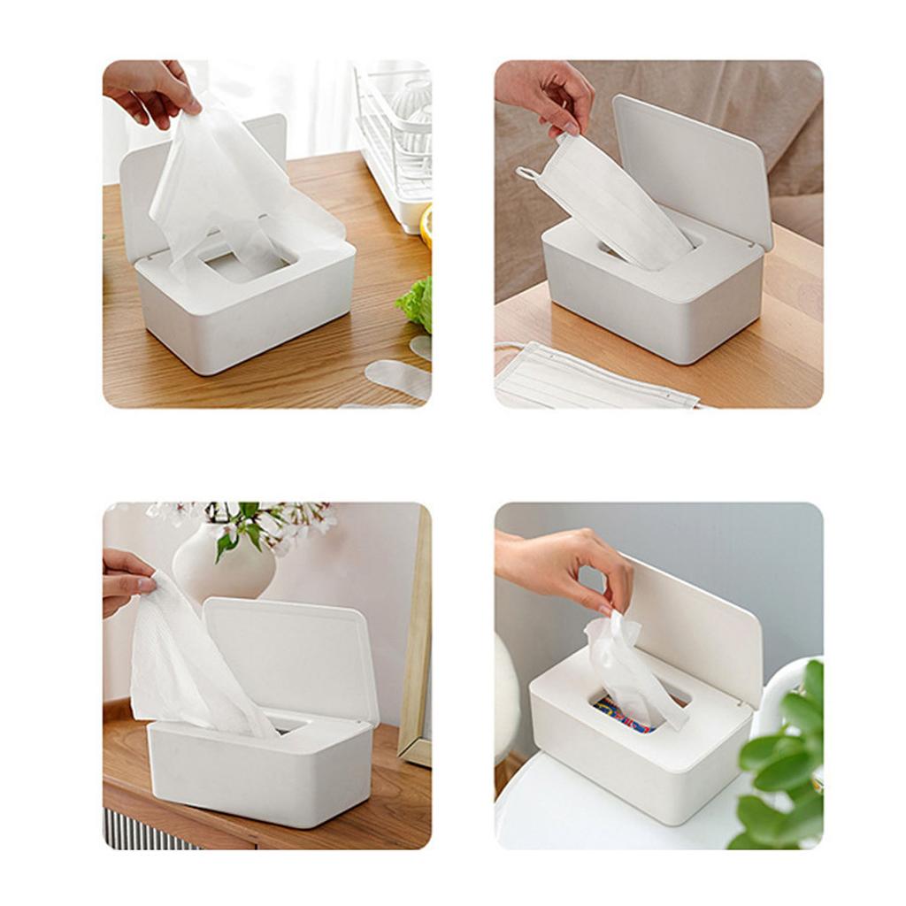 Wipes Contanier Waterproof White Wide Opening Lid Design Strong PP Tissue Paper Box for Office Bedroom Living Room