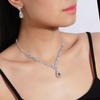 Women's Necklace Dangling Earrings Droplet Jewelry 2Pcs with Sparkly Rhinestone for Bridesmaid Wedding Masquerade