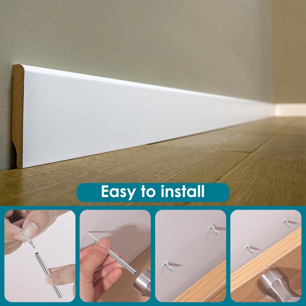 400/100 st Dubbelhuvud Osynliga Spikar Träspik Fäste Golvsockel Gänga Sömlös Spik Metall Golvsockellist Utan Märken Spik