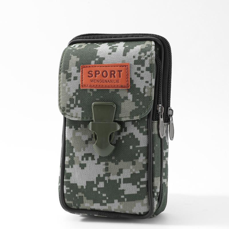 Men's Multifunctional Waterproof Camouflage Waist Bag for Sports and Construction, Compatible with Horizontal and Vertical Mobile Phone Use