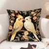 1Pc Cockatiel Bird & Floral Printed Throw Pillow Cover, Suitable For Sofa, Bedroom, Living Room,A Healing Gift For Bird Lovers.